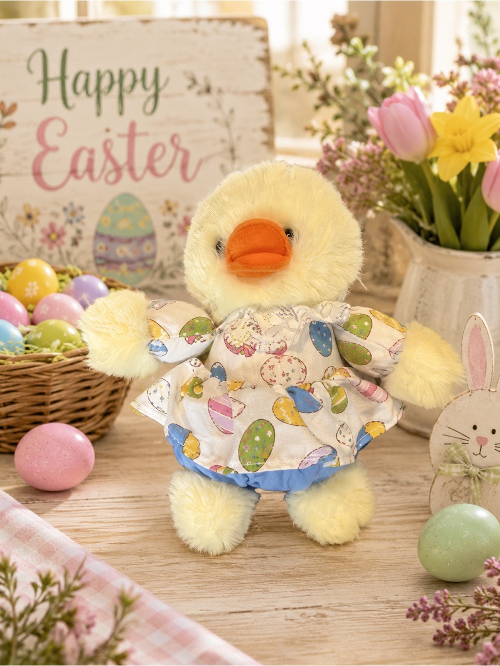 Vintage 1995 Fordlet Easter Duck Plush Stuffed Animal Dress Kmart Toy